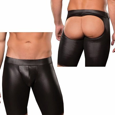 うしろ姿で誘惑男のロングボクサーパンツ ブラック(ランジェリー)